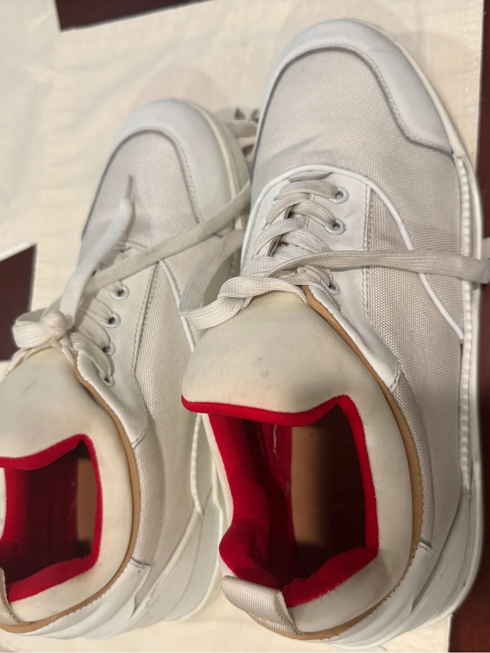 Christian Louboutin White Sneakers with Red Inner Trim - Picture 4 of 7
